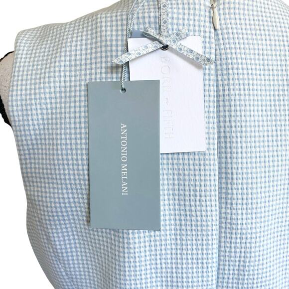 Antonio Melani Gingham Top Sleeveless Peplum Sz 10 White Blue Born on Fifth NWT - Picture 10 of 15
